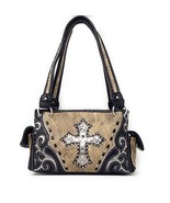 Premium Rhinestone Cross Cut Out Western Embroidered Concealed Carry Han... - $43.99