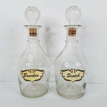 Lot Liquor Decanters 10.5&quot; Glass Bottles Scotch Bourbon Cork Stopper MCM Vintage - £39.56 GBP
