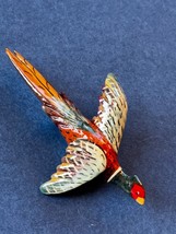 Vintage Painted Wood Flying Make Ring Neck Pheasant Wildlife Hat or Lapel or Tie - £11.96 GBP