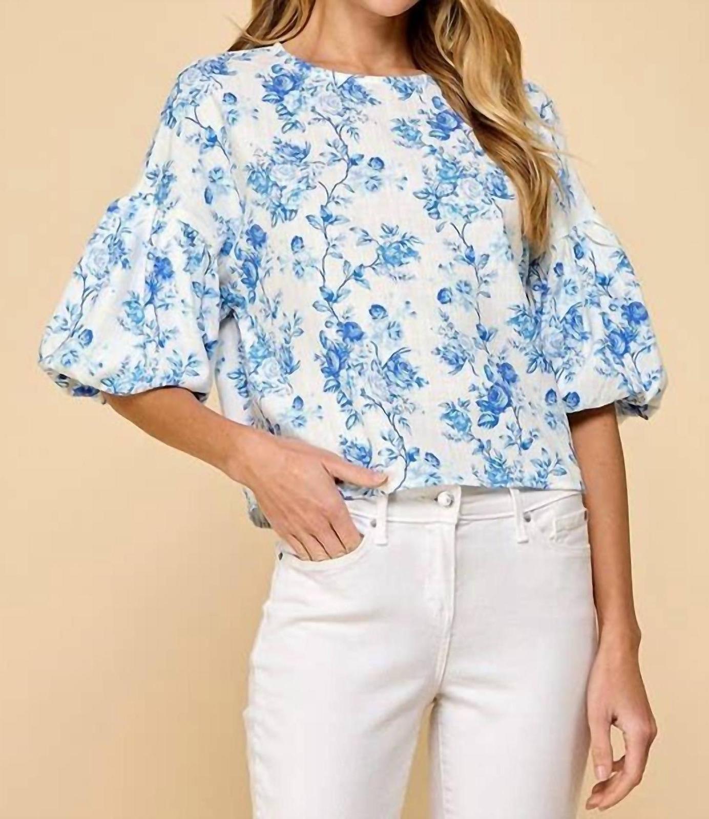 Tcec Women&#39;s Floral Print Puffed Sleeve Top Size L - $37.62
