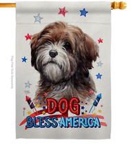 Patriotic Brown Tibetan Terrier House Flag Dog 28 X40 Double-Sided Banner - £29.44 GBP