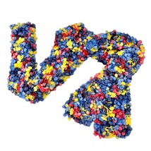 Handmade Knit Scarf Multicolor Knobby Pom Pom Yarn 90x4 - £8.65 GBP