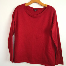  Eileen Fisher Sweater S Red Wool Long Sleeve Crewneck Solid Pullover Preppy Top - £22.04 GBP