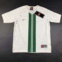 NEW Nike T Shirt Youth Boys S (8) White Green Striped V Neck Dri Fit Dry - $14.03