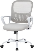 Smug Office Computer Gaming Desk Chair, Ergonomic Mid-Back Mesh Rolling, Grey - £47.12 GBP