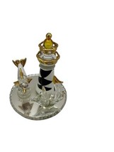 VINTAGE MIRRORED GLASS LIGHTHOUSE DOLPHIN SAILBOAT GOLD TRIM - $178.17 MXN