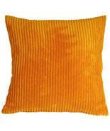 Wide Wale Corduroy 22x22 Light Orange Throw Pillow, with Polyfill Insert - £35.93 GBP
