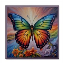 Rainbow Butterfly Ceramic Tile Vintage Style Backsplash Border Colorful Wall Art - £12.17 GBP