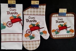 Fall Kitchen Linen Give ThanksTowels, Oven Mitts &amp; Potholders S21c, Sele... - $3.46+