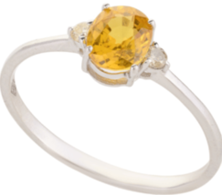 Yellow Sapphire and Diamond  Ring in 18k White Gold - £233.35 GBP