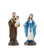 2 pk 4&quot; Statues Mary Our Lady of Grace &amp; St. Joseph with Child Catholic - £23.67 GBP