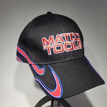 Matco Tools Black Red Flames Adjustable Hook Loop Strapback Hat Embroidered Logo - £15.14 GBP