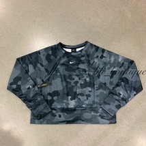 NWT Nike CD5421-010 Women Sportswear Training Top Fleece Camo Black Mult... - $36.95