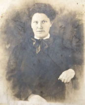 1904-1920&#39;s CYKO RPPC Victorian Woman w/ Polka Dot Bow Real Photo Postcard - $9.49
