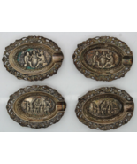 Set Of 4 Vintage Zilpla 90 Dutch Silver Plated Repousse Ashtrays 2.75 in... - £18.33 GBP