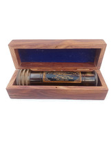 WAVE NAUTICAL Handmade Brass Kaleidoscope with Wooden Box Antique Replica Finish - £32.99 GBP