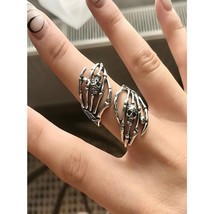 Gothic Skeleton Hand Skull Ring – Adjustable Punk Rock Biker Jewelry - $15.00