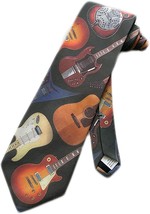 Mens Air Electric And Acoustic Guitars Guitar Necktie | Black | Neck Tie - £26.85 GBP