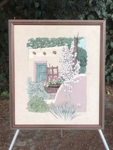 HARRIET M REIN Original Batik &amp; Embroidery Painting Signed with Vintage Frame - £195.78 GBP