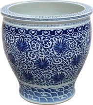 Planter Vase Twisted Lotus Flower Bowl Blue White Colors May Vary Variable - £478.72 GBP