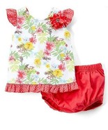 White &amp; Pink Tropical Floral Angel Sleeve Dress &amp; Pink Bloomers - £7.77 GBP