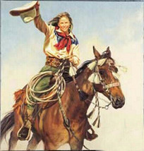 Yippee Yi Yea by Terri Kelly Moyers Western Cowgirl Cowboy Gear Women Art Print  - £117.48 GBP