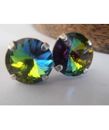 Medium Vitrail Rivoli Stud Earrings w/ Swarovski Rivoli Crystals 12mm - £20.78 GBP