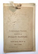 1893 Pennell Institute Graduation Exercises Program Gray, Maine Class of... - $55.00