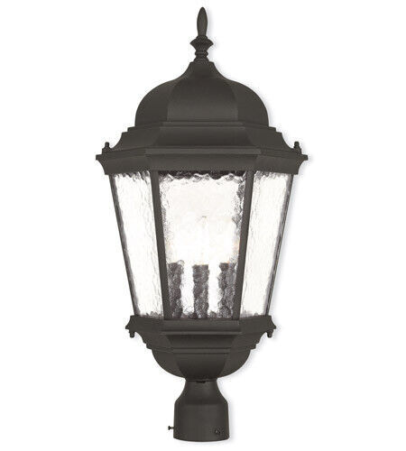 Hamilton 3 Light Outdoor Post-top Lantern In Textured Black - $340.55