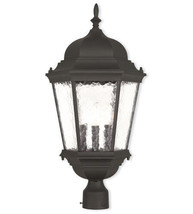 Hamilton 3 Light Outdoor Post-top Lantern In Textured Black - £272.22 GBP