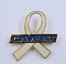 Caveat Awareness Ribbon White Collectible Enamel Pin Lapel Vintage - £13.76 GBP