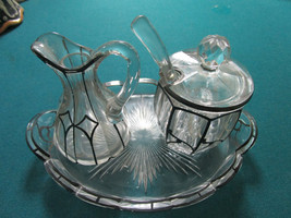 Antique Heisey Condiment Set 4 Pcs Spoon And Tray Sterling Silver Overlay - £166.59 GBP