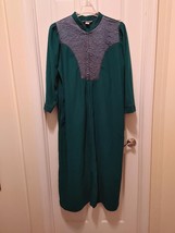 Vintage Partners Intimates Women Robe Housecoat 1/4 Zip Emerald Green Floral XXL - £15.04 GBP