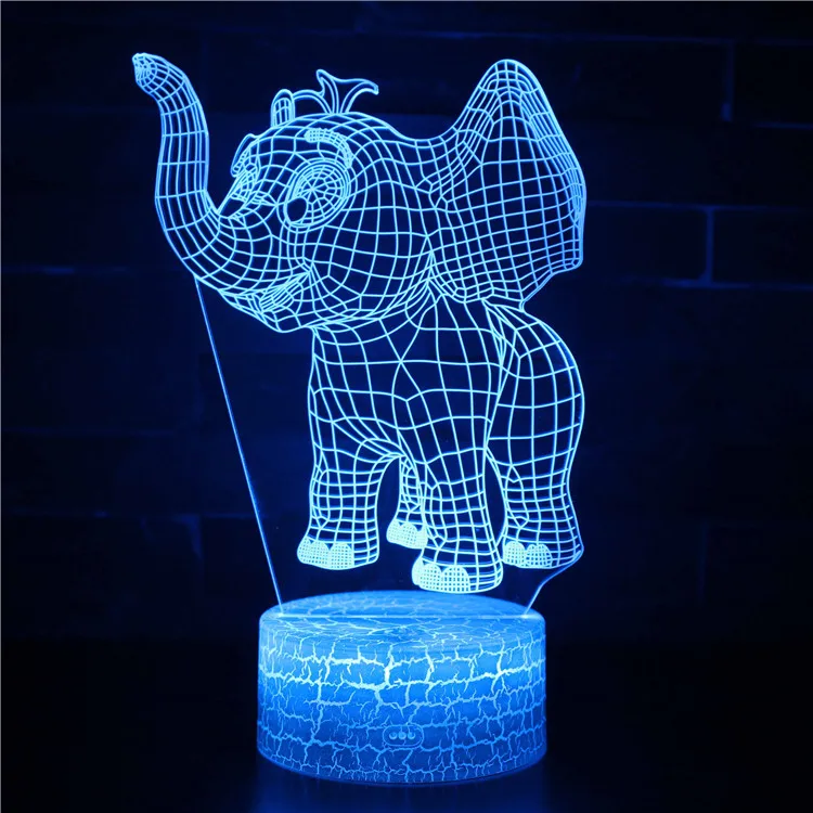 Elephant 3D Night Light Led Table Bedside Lamp for Bedroom Crack Base Style 4 - $19.99