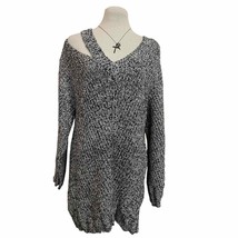 Love Scarlett Cable Knit Cold Shoulder Black &amp; White Sweater Women&#39;s Size L - £19.46 GBP
