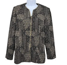 Lady Carol of New York Womens Jacket Size 12 Black Gold Metallic Buttons Lightwe - £19.84 GBP