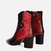 The Saturn Red Pythn Leather Block Heel Women Boot image 4