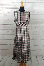 NWT Burberry Aria Achni Plaid Dress with Pleated Skirt Green Red White S... - $490.05