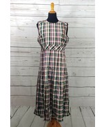 NWT Burberry Aria Achni Plaid Dress with Pleated Skirt Green Red White S... - £388.34 GBP