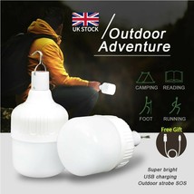 60W LED Outdoor Light Bulb with Hanging Rechargeable BBQ Camping Emergency Lamp - £6.81 GBP