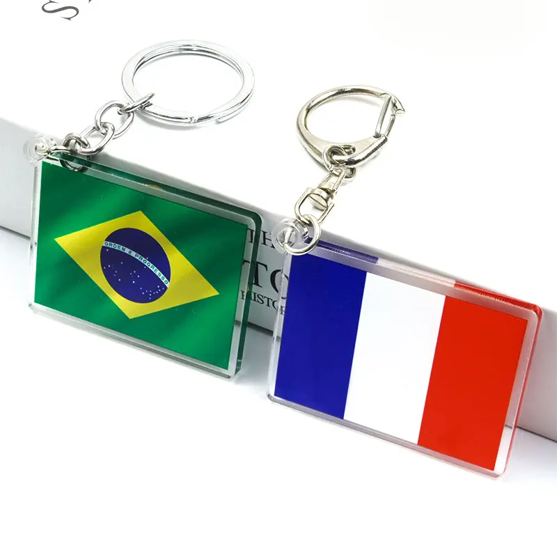 Play World Flag Keychain Brazil Italy France Spain Russia Flag Acrylic Pendants  - £23.17 GBP