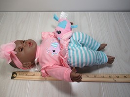 Gi-Go Toys soft body AA baby doll vinyl head sleep eyes pink bird striped pants - £11.59 GBP