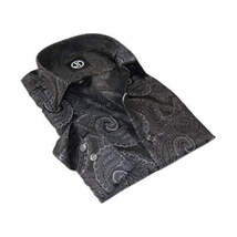 Men's Silky Paisley Floral Shirt By JT Milano AVM Turkey Slim Fit 6021-15 Black image 3