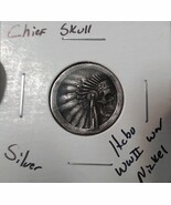 HOBO Indian Head Chief Skull Made From A REAL Silver WWII War Nickel SIGNED - €12,91 EUR