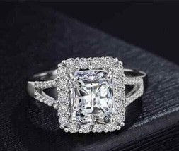 14k White Gold 3.25Ct Radiant Cut Simulated Diamond Engagement Ring in Size 8.5 - £202.27 GBP