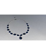 Women  Necklace Silver Tone Jewelry Dark blue - £48.49 GBP