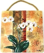 Orchids Tile Hanging Wall Art Ceramic Square 8.25&quot; Square - $12.19