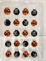 Halloween MINI PumpkinTRICK OR TREAT Glass Ornaments 1&quot; Orange Black Set... - $29.69