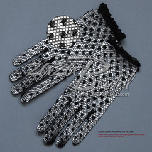 Delicate Stretch Nylon Filet Crochet Gloves with Sequins and Beads - $16.99