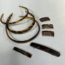8 Hair Combs Barrettes Faux Tortoise Shell Hairbands Plastic Vintage 1990s - £10.97 GBP
